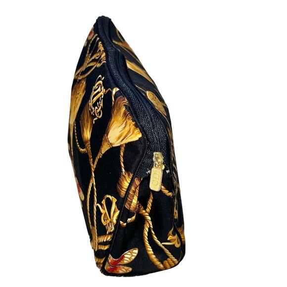 VTG Christian Dior Black Gold Monogram Logo Tassel Dragonfly Makeup Bag Case - Picture 7 of 15